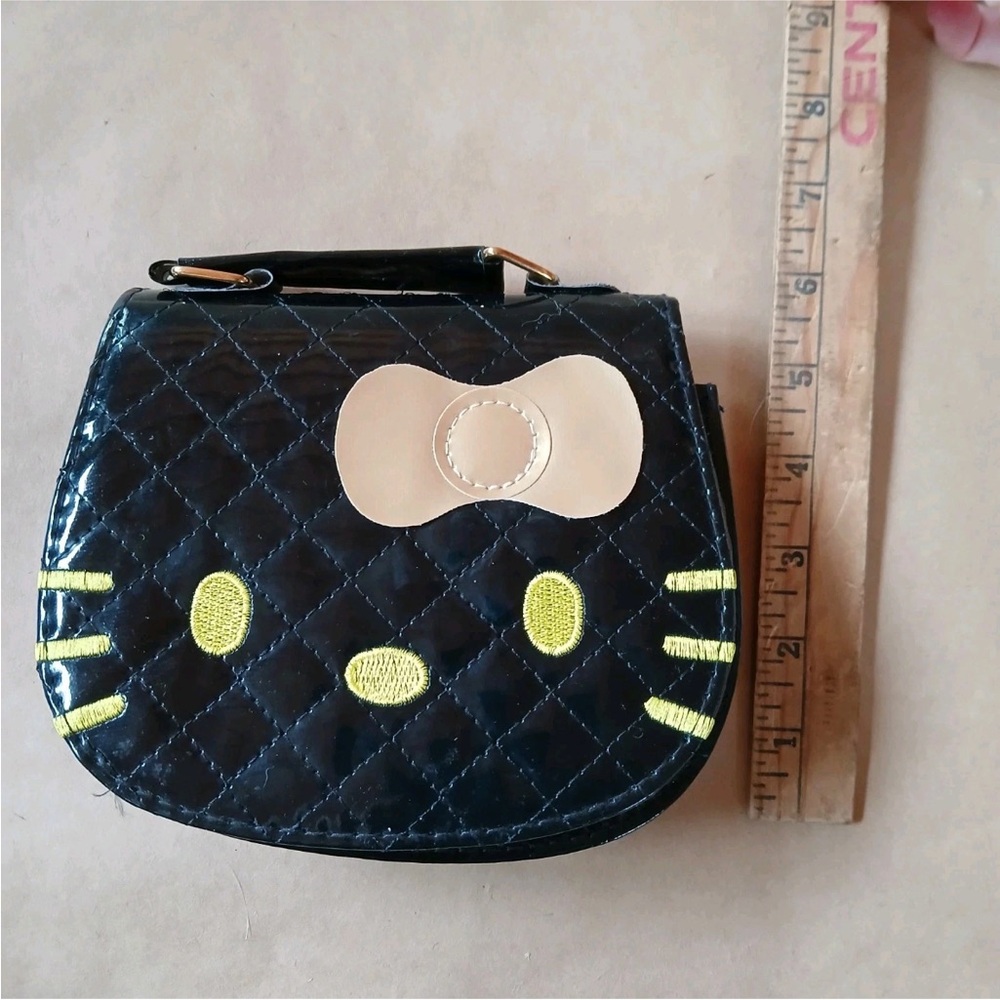 Hello Kitty Sanrio Purse Bag Detachable Crossbody Strap Black Yellow - Picture 9 of 9